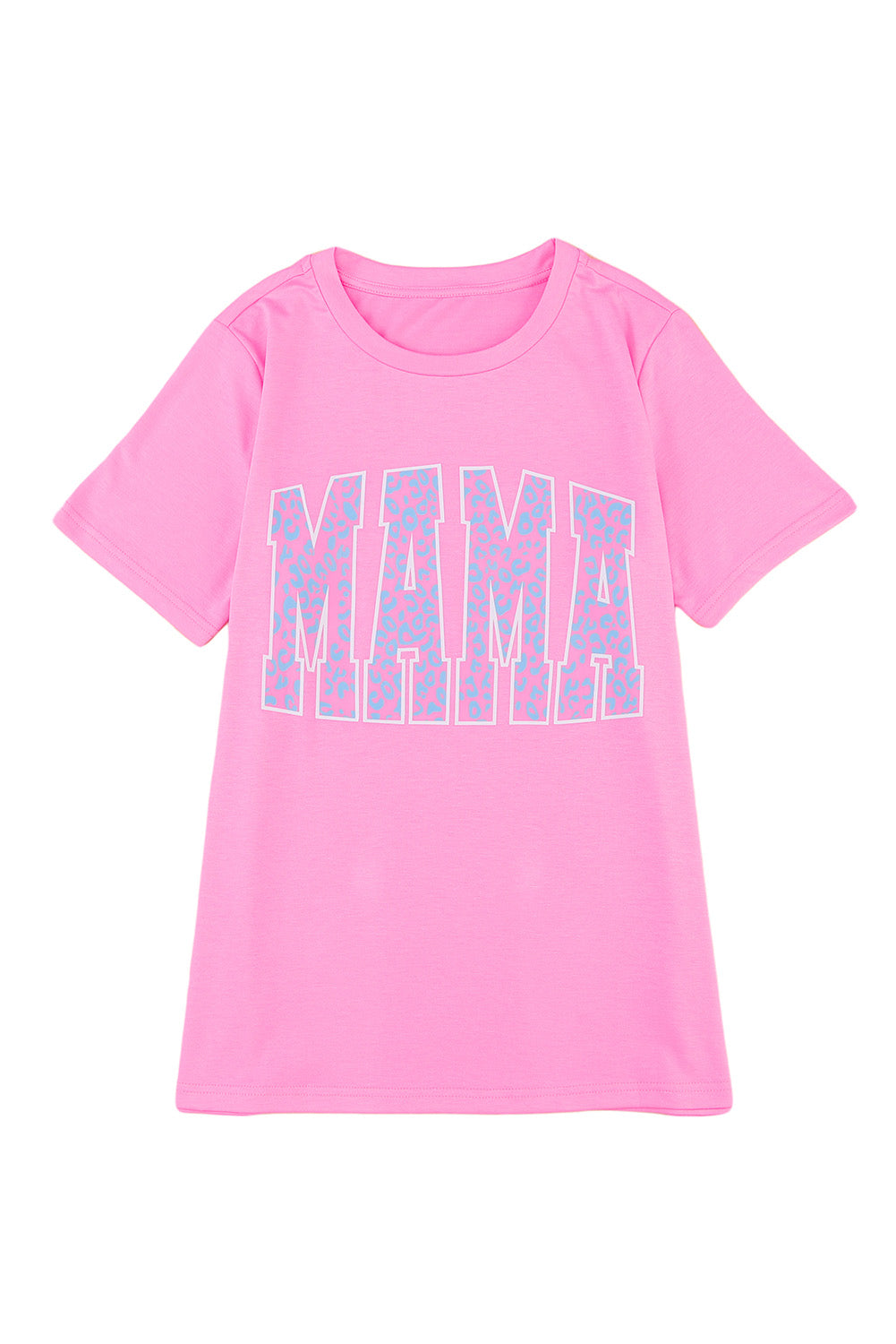 MAMA Leopard Print O-neck Graphic T Shirt