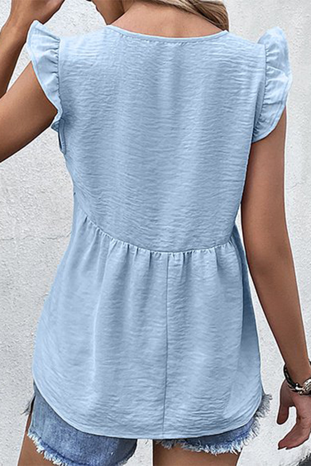 V Neck Flutter Sleeveless Top