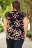 Blouse noire en mousseline à imprimé fleurs sauvages