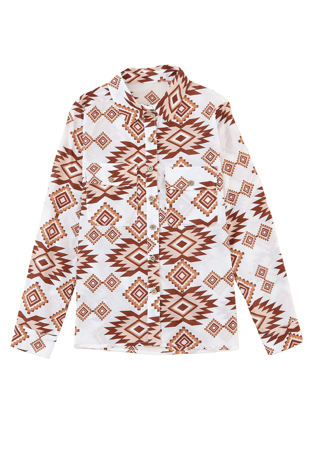 Western Aztec Pattern Button Flap Pocket Shirt