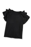 Plain Tiered Ruffled Short Sleeve T Shirt