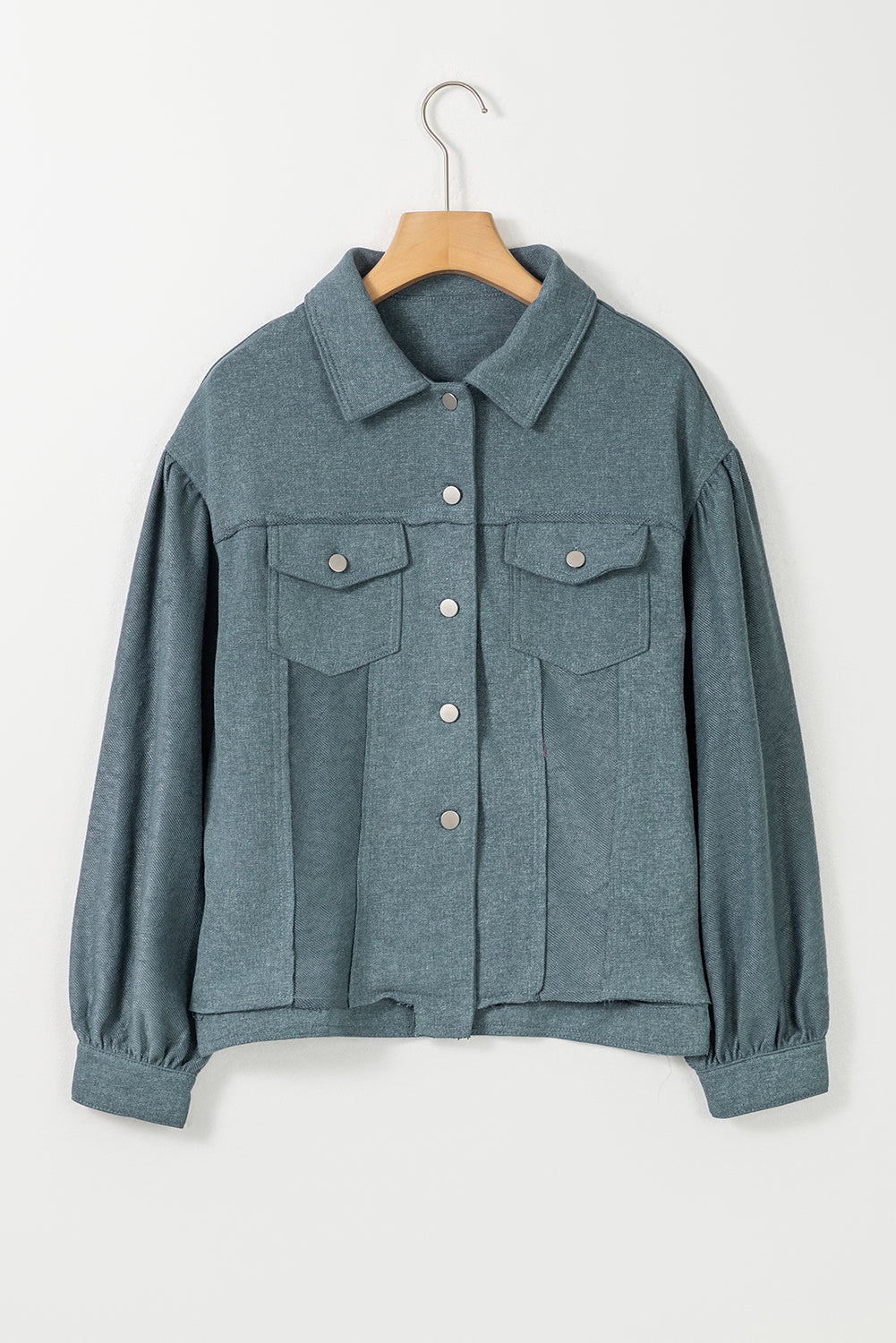 Gray Exposed Seam Patchwork Raw Hem Buttoned Jacket