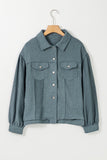 Gray Exposed Seam Patchwork Raw Hem Buttoned Jacket