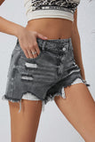 High Rise Crossover Waist Denim Shorts