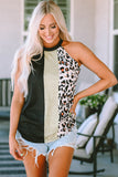 Leopard Color Block Casual Tank Top