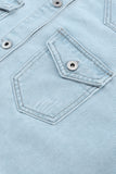 Flap Pocket Buttoned Raw Hem Denim Jacket