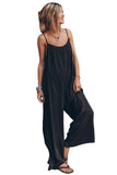 Frilled Neckline Backless Wide Leg Jumpsuit