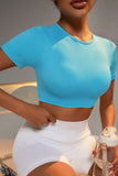 Cutout Back Cropped Short Sleeve Active Top