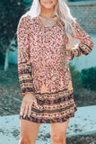 Split V Neck Boho Floral Dress