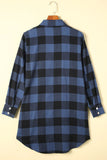 Brown Turn-down Collar Plaid Shirt Coat