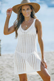 Hollow Out Crochet Cover Up Beach Dress with Slits