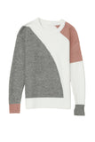 Colorblock Ribbed Trim Round Neck Sweater