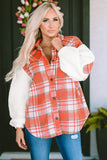 Sherpa Sleeve Plaid Print Shacket