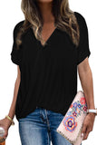 Black Short Sleeves Drape Knit Top