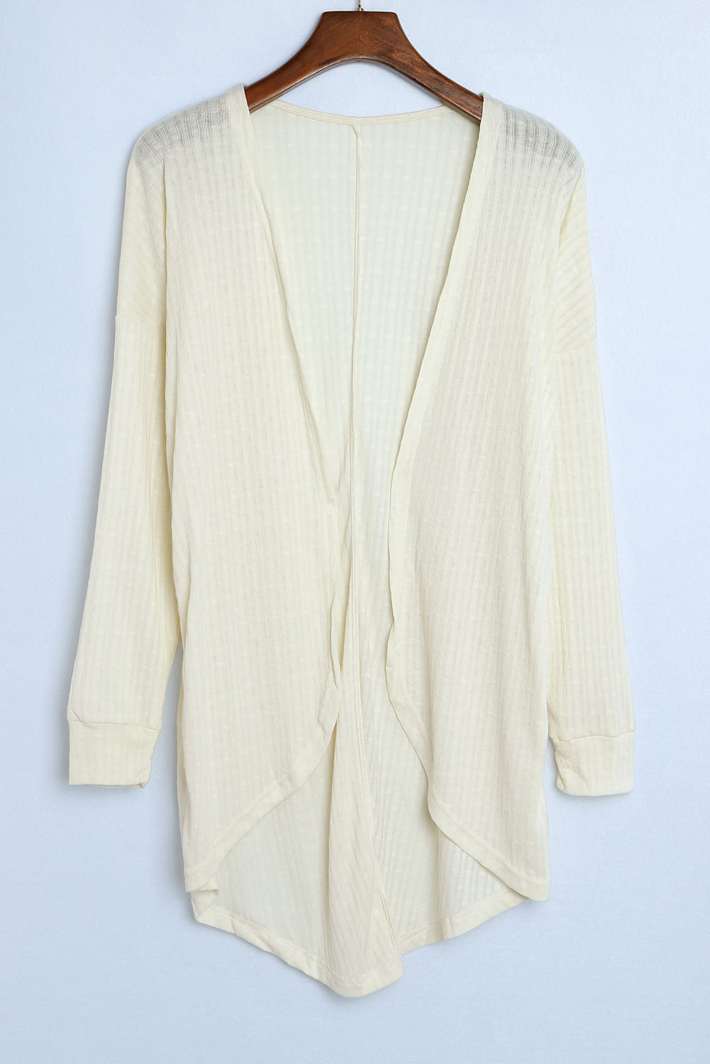 Open Front Rounded Hem Textured Knit Cardigan