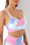 Tie Dye Criss Cross Strappy Sports Bra