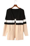 Color Block Striped Open Front Cardigan