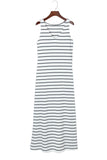 Striped V Neck Sleeveless Maxi Dress