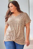 Plus Size Cheetah Print Twisted T-shirt