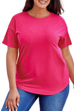 Rose T-shirt en tricot côtelé Grande taille