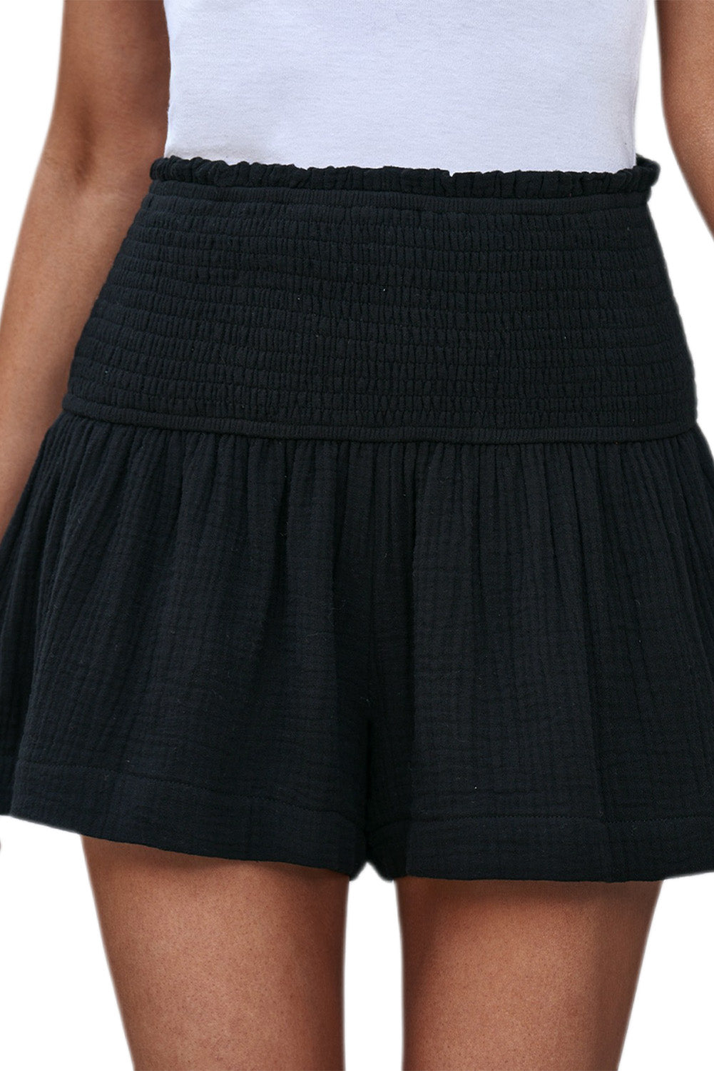 Smocked High Waist Plus Crinkle Shorts