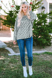 Pink Animal Print Stitching Loose Long Sleeve Top