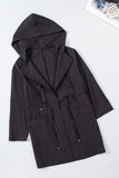 Drawstring Turndown Collar Hooded Outerwear