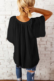 Split Neck Pleated Loose Top