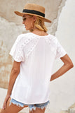 Crochet Eyelet Short Sleeves Top