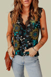 V Neck Lace Trim Floral Tank