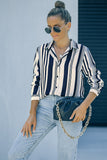 Brown Striped Modern Women Shirt