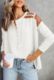 Contrast Crochet Lace Henley Top