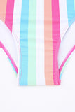 Halter Striped Backless Self-Tie Bikini Swimsuit