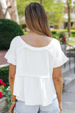 Ruffled Short Sleeves Crinkled Flowy Top