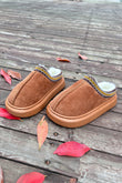 Chestnut Contrast Edge Suede Plush Lined Thick Sole Winter Slippers