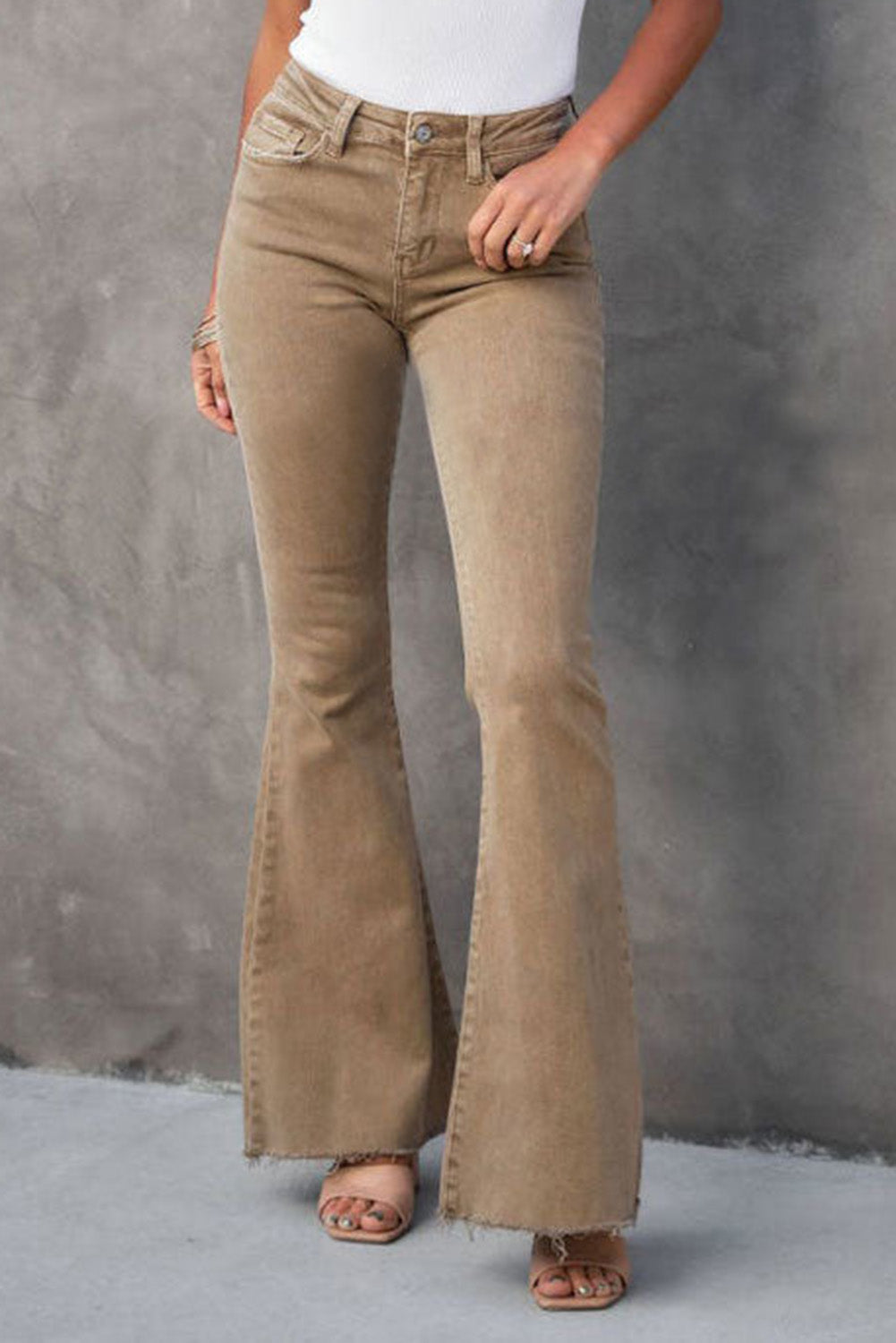 Raw Hem High Waist Flare Jeans