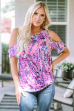 Lavender Floral Print Cold Shoulder Blouse