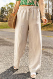 Linen Elastic Drawstring Waist Loose Pants