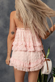 Swiss Dot Frill Tiered Strapless Romper