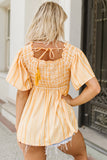 Striped Print Smocked Flowy Blouse