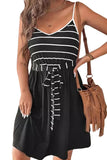 Spaghetti Straps Striped Cami Dress with Sash