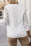 White Floral Lace Crochet Loose Fit V Neck Top