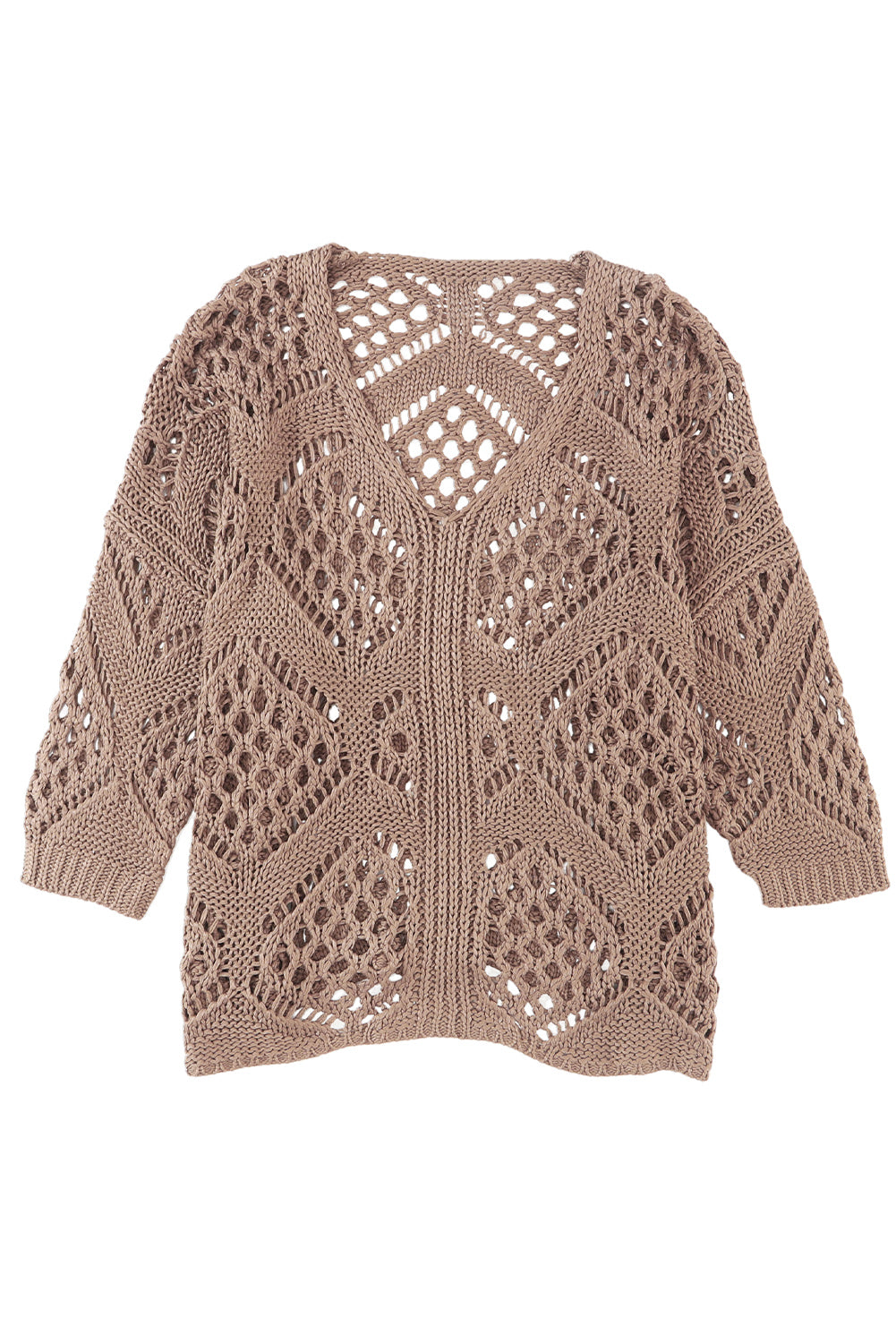 Hollowed Knit V Neck Dolman Sleeve Sweater