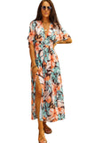 Floral Kimono Long Dress with Slit