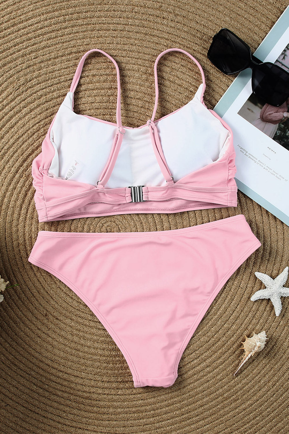 Ruched Bikini Solid 2pcs Swimsuit