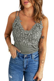 Lace Overlay Strappy Hollow-out Tank Top