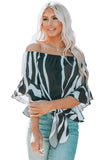 Off The Shoulder Vertical Stripes Blouse in Black