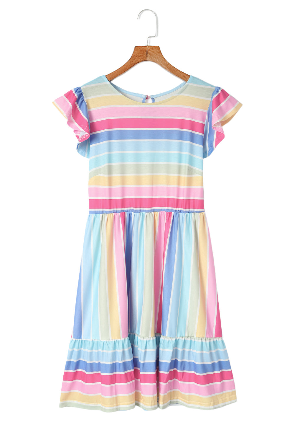 Striped Ruffle Flared Babydoll Dress