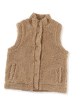 Snap Button Pocketed Sherpa Vest Jacket