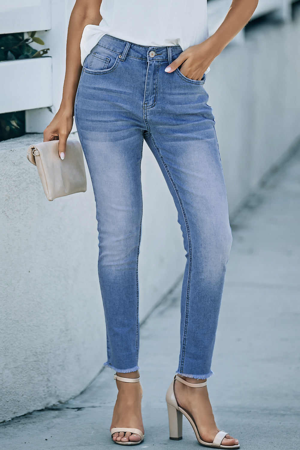 High Waist Ankle-Length Skinny Jeans